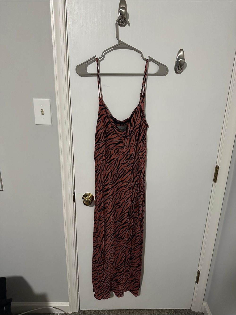 Anthropologie Striped Slip Maxi Dress in Rust/Black
